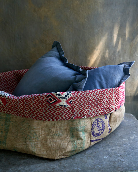 Hand made burlap/kantha baskets