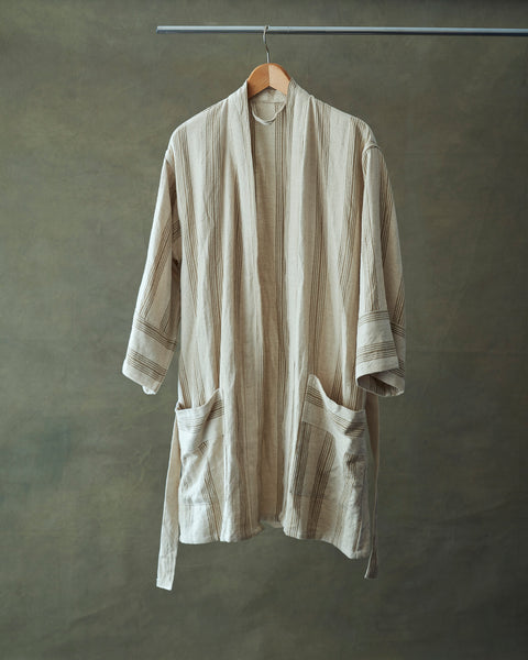 A beautiful delicate striped robe- handwoven linen