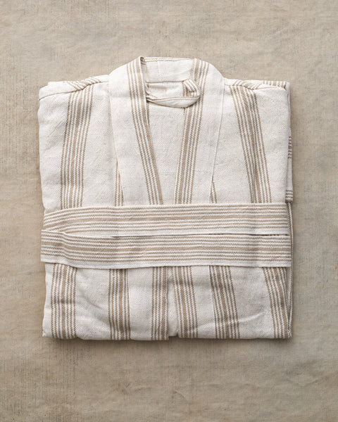 A beautiful delicate striped robe- handwoven linen