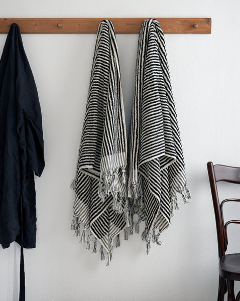 Handwoven organic thick striped Turkish towel