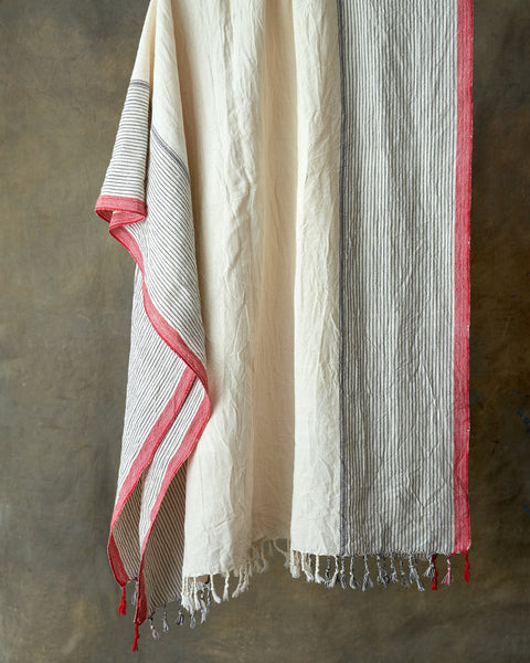Handmade on wooden shuttle looms, organic cream towel