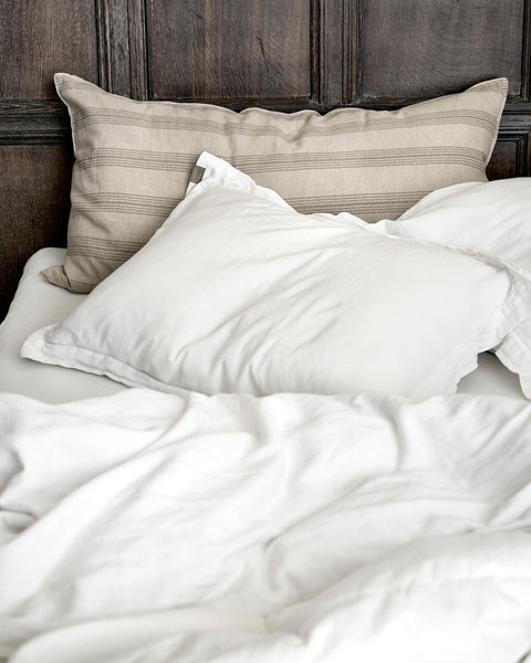 Hand-sewn linen cushion cover w stripes