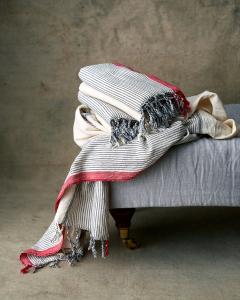 Handmade on wooden shuttle looms, organic cream towel