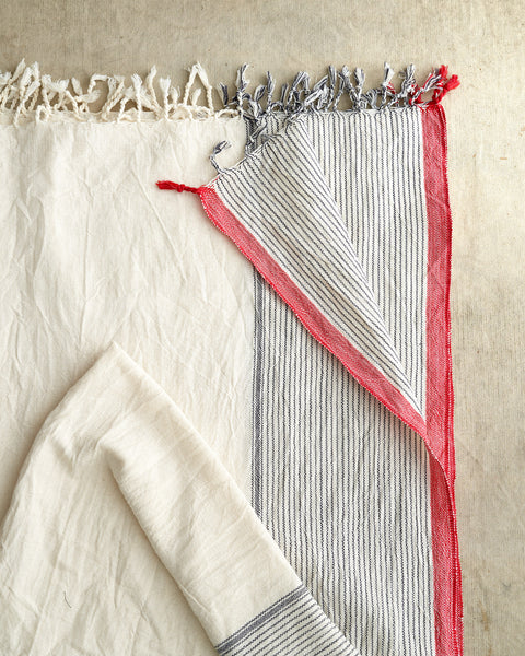 Handmade on wooden shuttle looms, organic cream towel