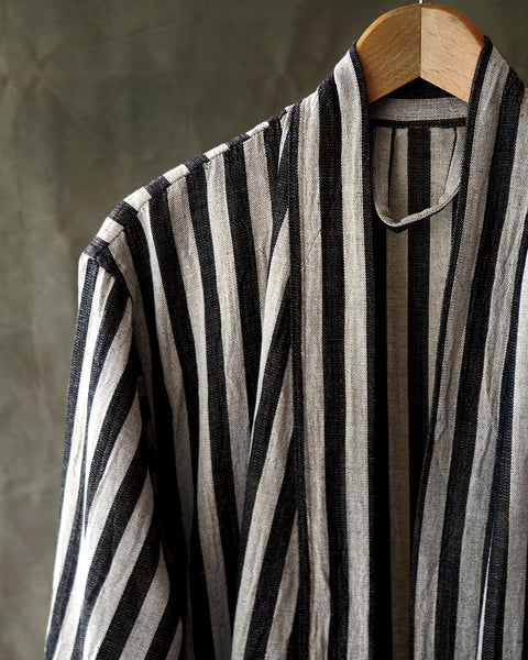 Striped peshtemal robe of linen/cotton
