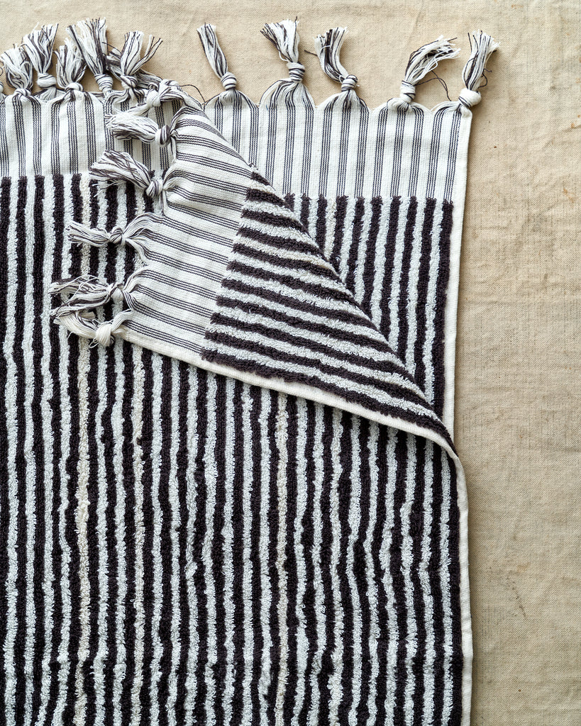 Handwoven organic thick striped Turkish towel